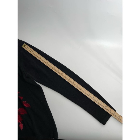 𝅺CATHY Daniels black acrylic flower print sweater Sz M - Picture 5 of 9